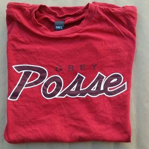 OBEY POSSEY SPELLOUT TSHIRT TEE RED L